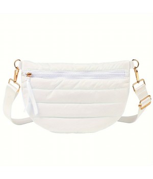 Fashionable Women's Large Capacity Waist Bag Adjustable Length Strap Cotton Quilted Crossbody Bag Puffer Shoulder Bag