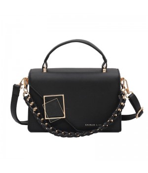2024 High-Grade Women's Casual Crossbody Bag Single Shoulder Small Square PU Logo Bucket Polyester Interior Foreign Handbag