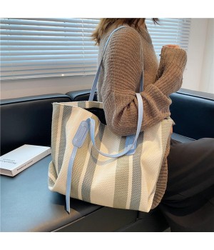 2024 Women's Bohemian Canvas Tote Bag Large Capacity Single Handle Water-Proof PU Lining Portable Student Shoulder Bag Spring