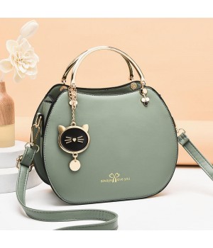 Daifa Women's Stylish Cat Messenger Bag Fashion Girl's Style with Zip Closure Two Handles Polyester Lining Shoulder Handbag