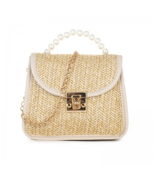 Fashionable Women's PC Shoulder Bag with Nylon Lining and Pearl Handle