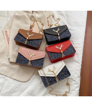 2024 Fashion women's bag Single shoulder small square bag sequin underarm bag