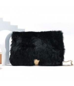 New Design Women's Bags Fashion Plush Chain Retro Small Square Bag Simple Button Shoulder Crossbody Phone Bag