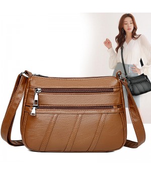 New soft leather women's bag fashion casual mother shoulder bag multi-layer large capacity mobile phone crossbody bag