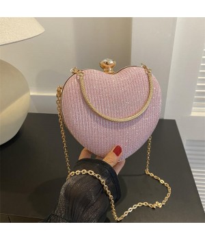 Factory Stock Women'S Pop Heart Luxury Handbag Purse Evening Party Candy-Colored Chain Shoulder Bag