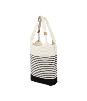 Knitting 2024 Fashion Popular Tote Women's Large Capacity Shoulder Bag Hundred Stripes Ladies Handbag