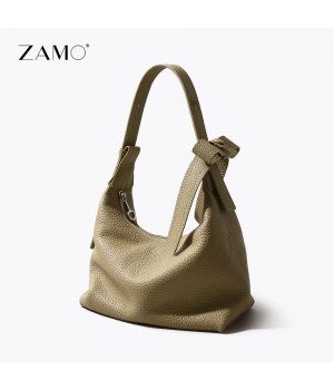 Custom wholesale High quality real round handle underarm bag handbags ladies elegant genuine leather side shoulder bag for women
